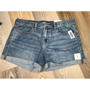 Old Navy NWT Mid-Rise Denim Shorts Cuffed Medium Wash Blue Size 12 3in Inseam